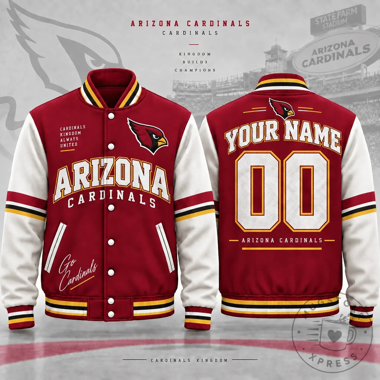 Arizona Cardinals Custom Name Number Varsity Jacket