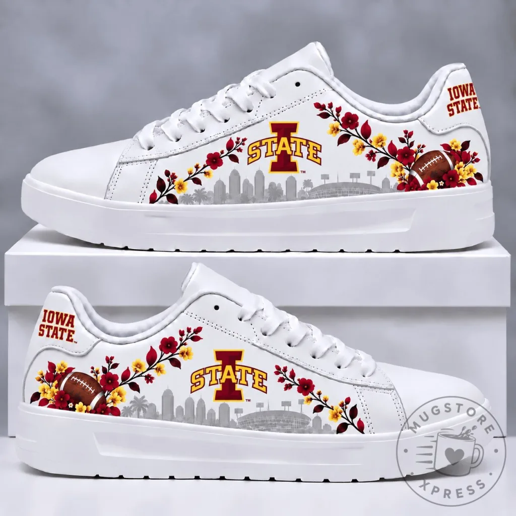 Iowa State Cyclones NCAA Football Floral Design Sneakers Iowa State Cyclones NCAA Football Floral Design Sneakers