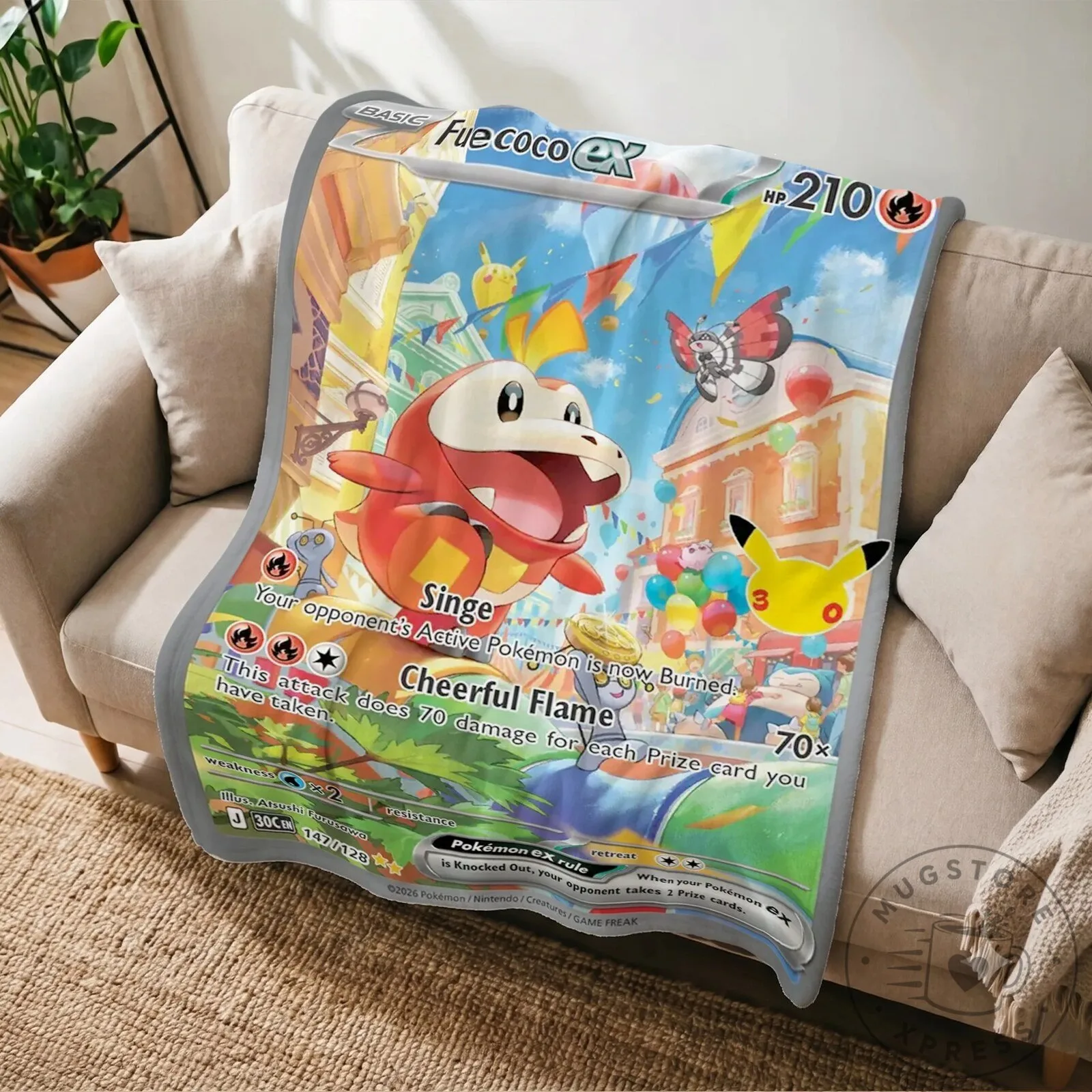 Pokemon Fuecoco Ex Cheerful Flame Trading Card Game Blanket