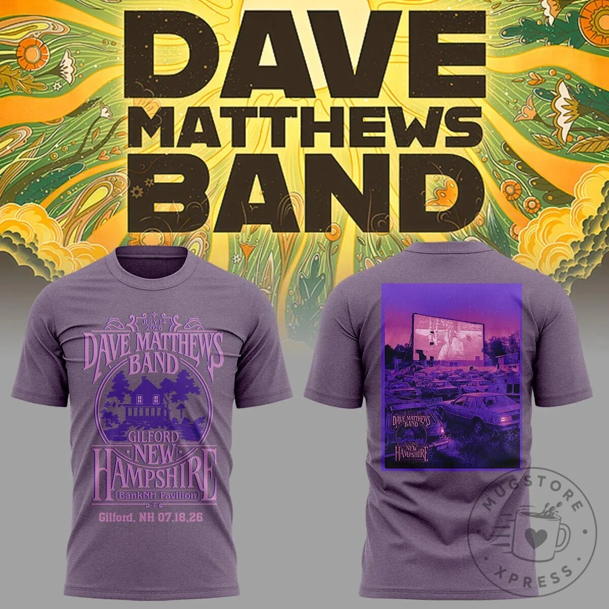 Gilford New Hampshire 2026 Summer Tour Concert T-Shirt for Dave Matthews Band