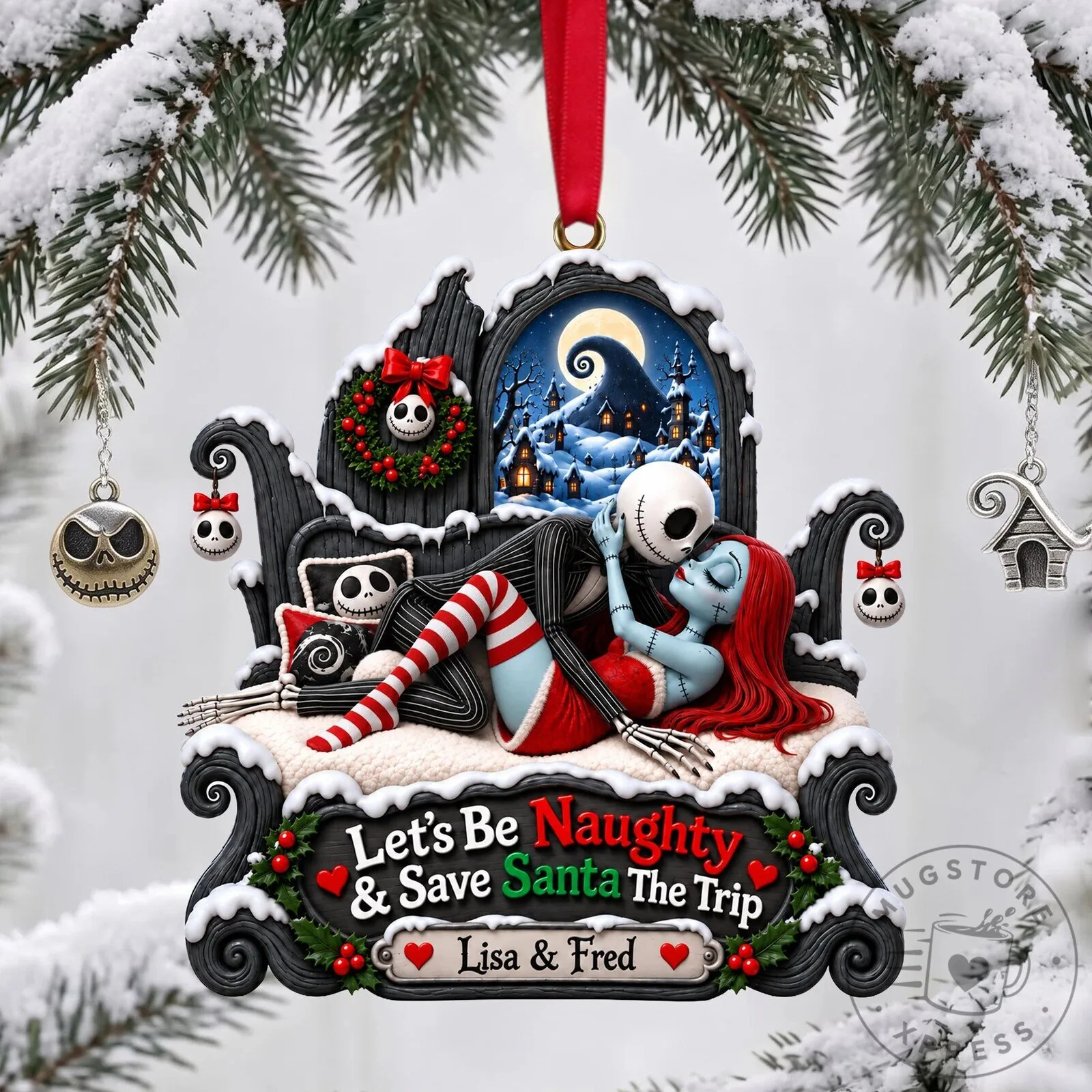 Nightmare Before Christmas Jack and Sally Naughty List Ornament
