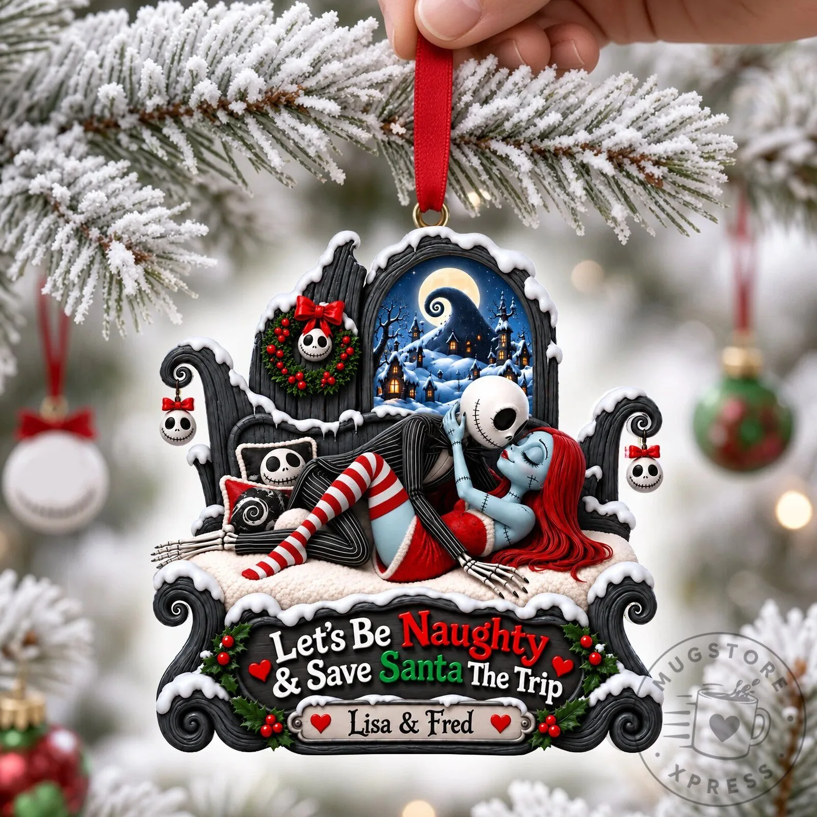 Nightmare Before Christmas Jack and Sally Naughty List Ornament 9 Nightmare Before Christmas Jack and Sally Naughty List Ornament