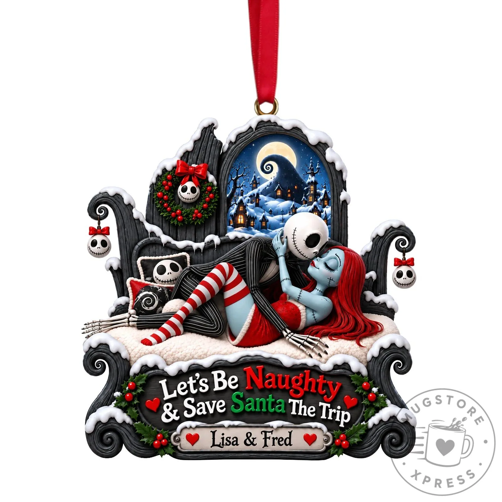 Nightmare Before Christmas Jack and Sally Naughty List Ornament 11 Nightmare Before Christmas Jack and Sally Naughty List Ornament