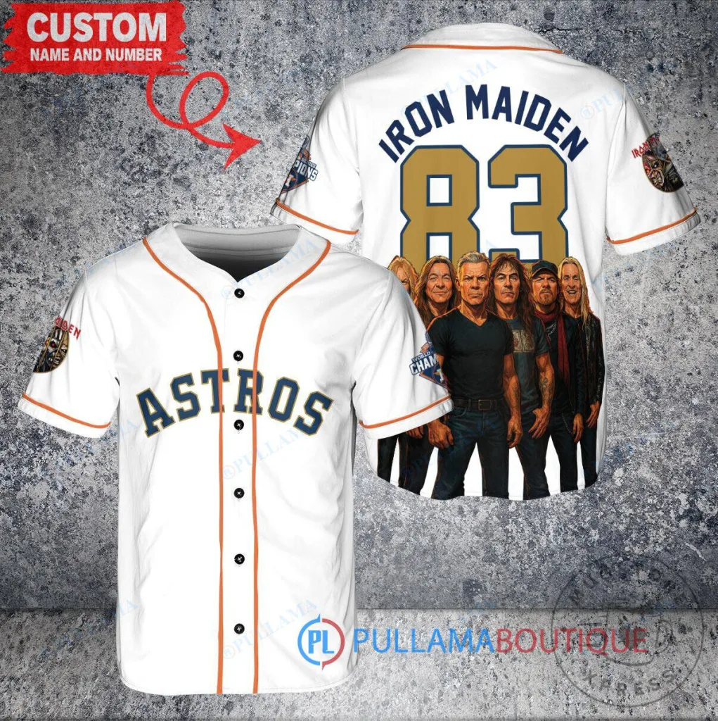 Houston Astros Baseball Iron Maiden Band Custom White Baseball Jersey