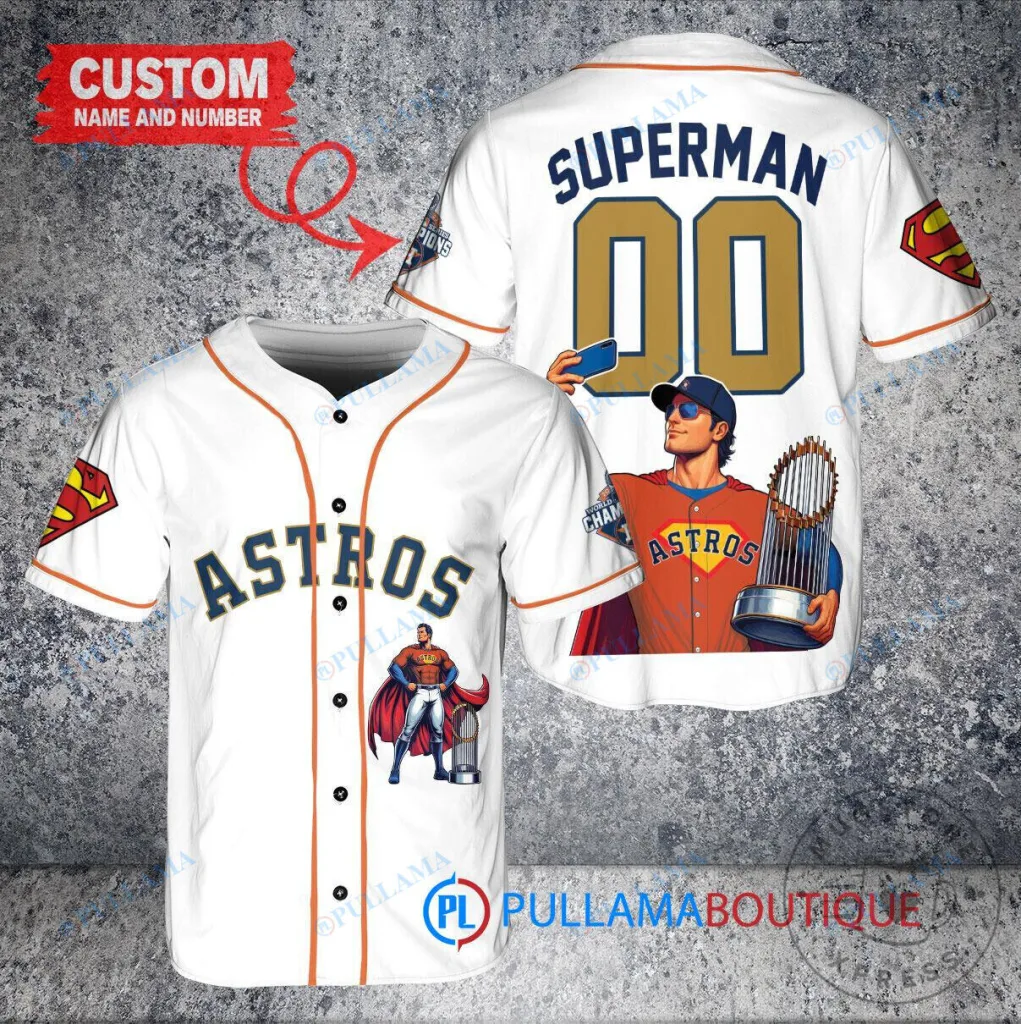 Houston Astros Baseball Superman World Series Champions Custom Jersey