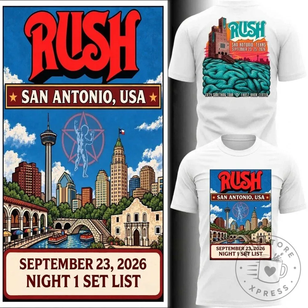 September 23 2026 Rush Concert T-Shirt - Night 1 Set List in San Antonio, USA