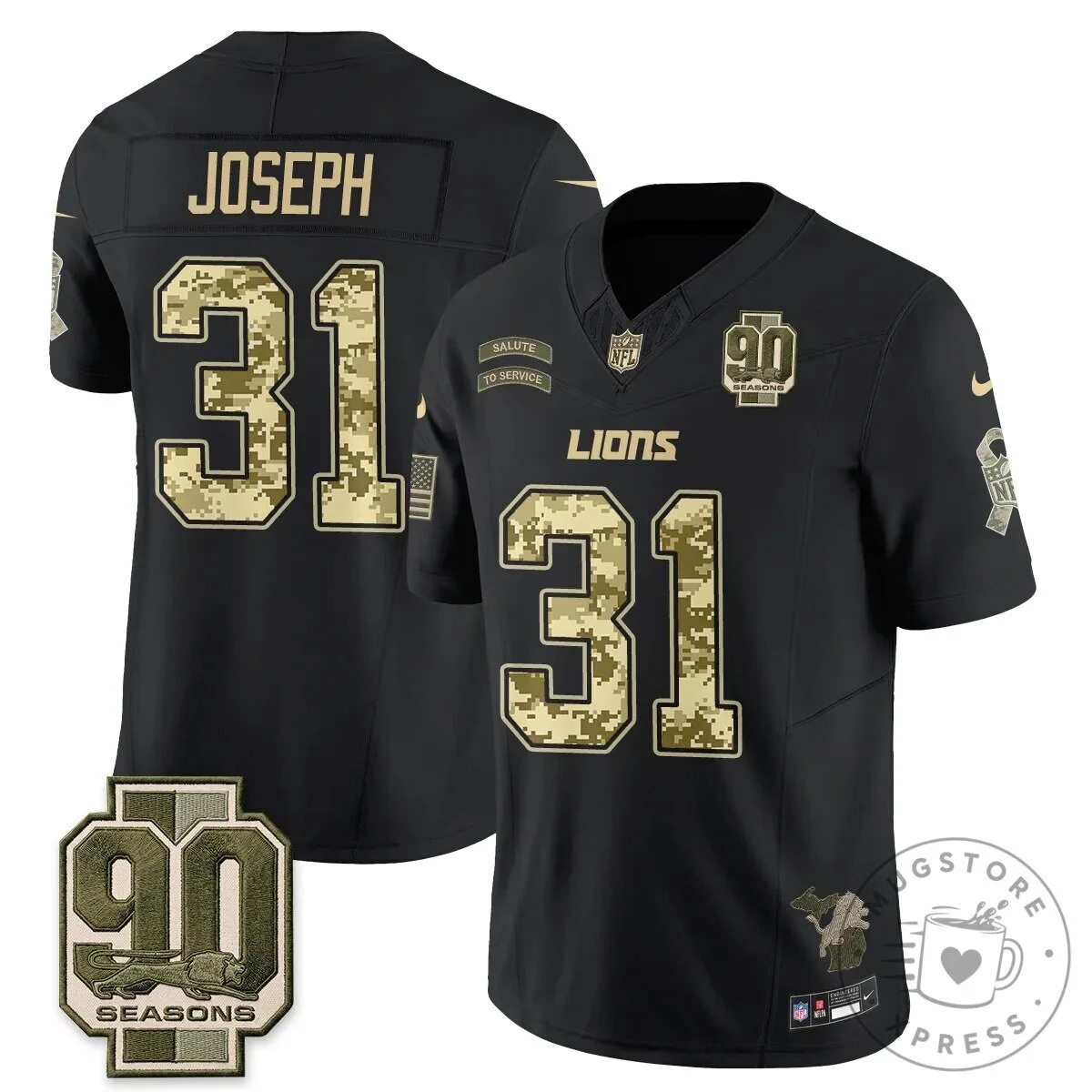 Detroit Lions Jahmyr Gibbs Salute to Service Black Football Jersey 67 Detroit Lions Jahmyr Gibbs Salute to Service Black Football Jersey