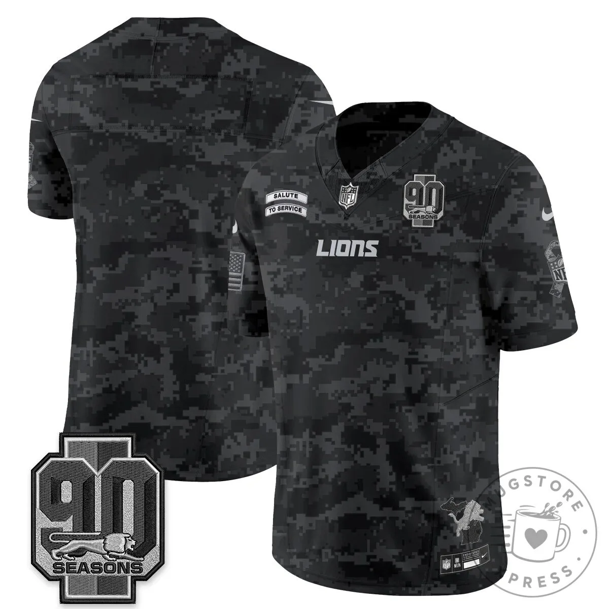 Detroit Lions Jahmyr Gibbs Salute to Service Black Football Jersey 79 Detroit Lions Jahmyr Gibbs Salute to Service Black Football Jersey