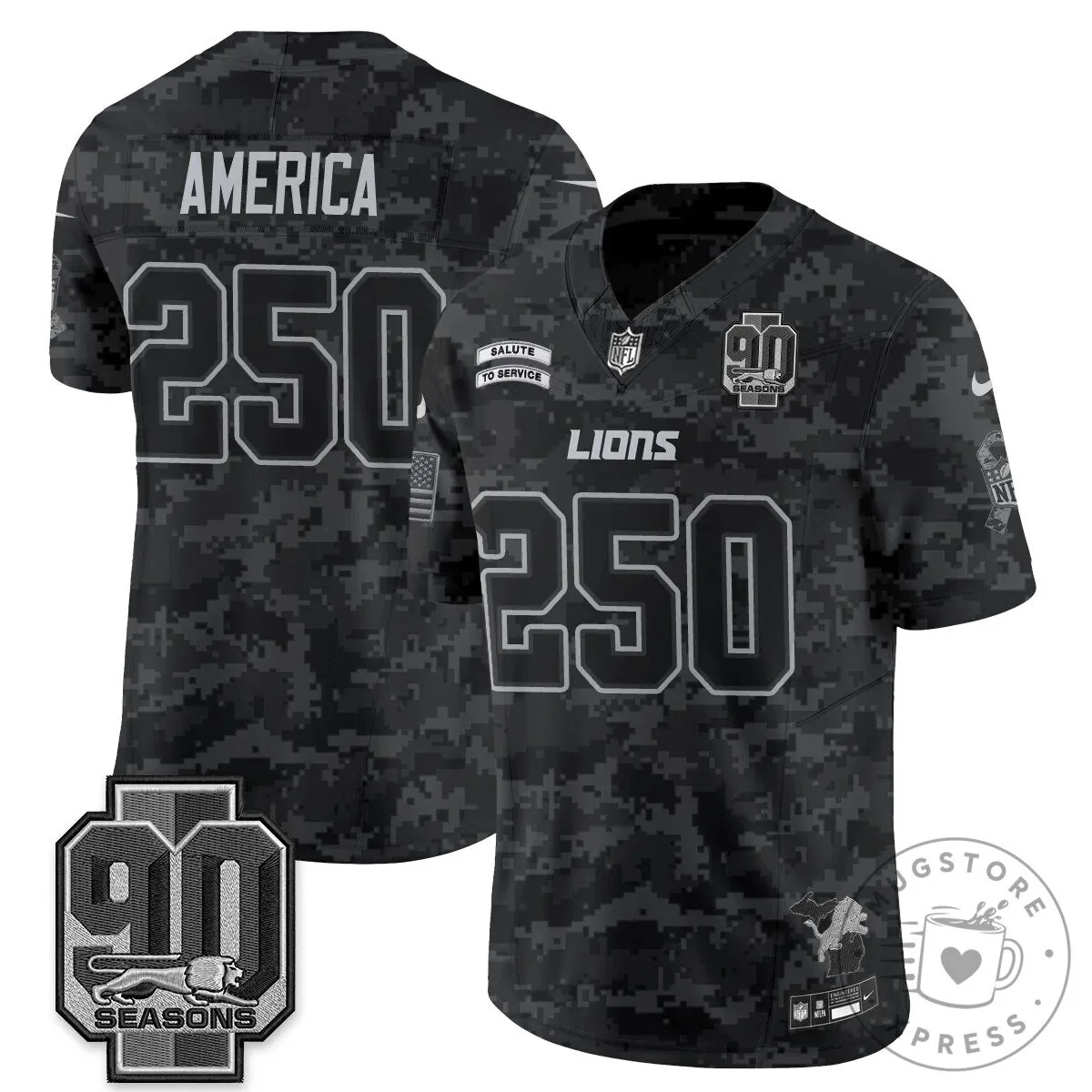 Detroit Lions Jahmyr Gibbs Salute to Service Black Football Jersey 80 Detroit Lions Jahmyr Gibbs Salute to Service Black Football Jersey