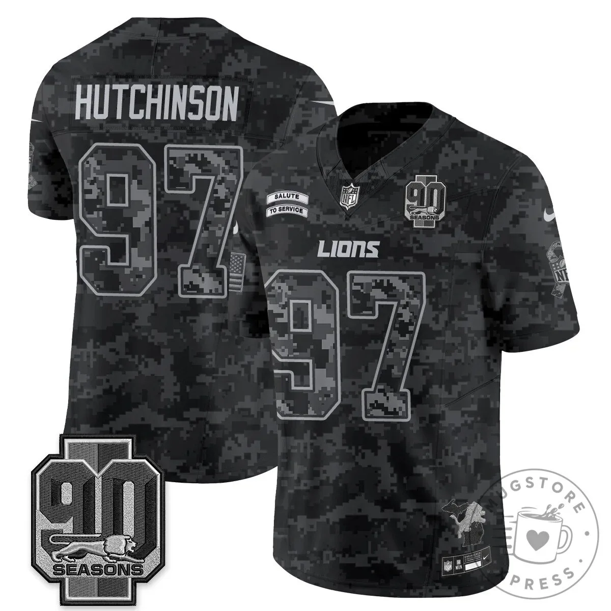 Detroit Lions Jahmyr Gibbs Salute to Service Black Football Jersey 83 Detroit Lions Jahmyr Gibbs Salute to Service Black Football Jersey
