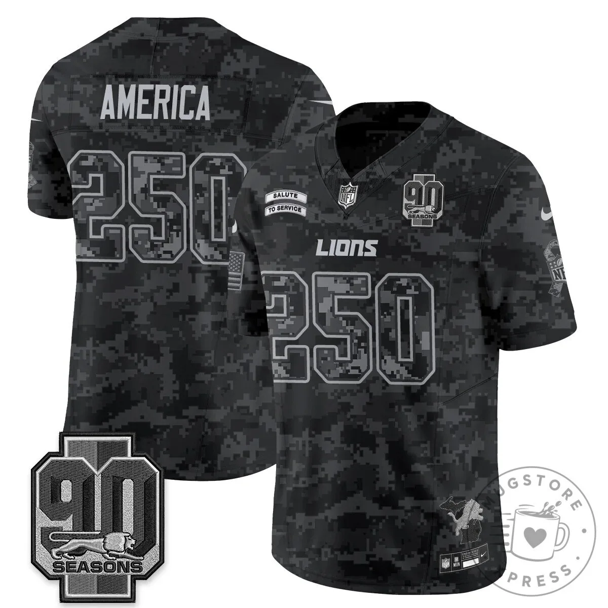 Detroit Lions Jahmyr Gibbs Salute to Service Black Football Jersey 91 Detroit Lions Jahmyr Gibbs Salute to Service Black Football Jersey