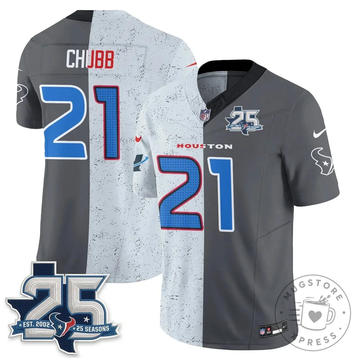 Houston Texans CJ Stroud Number 7 Split Color Football Jersey 61 Houston Texans CJ Stroud Number 7 Split Color Football Jersey
