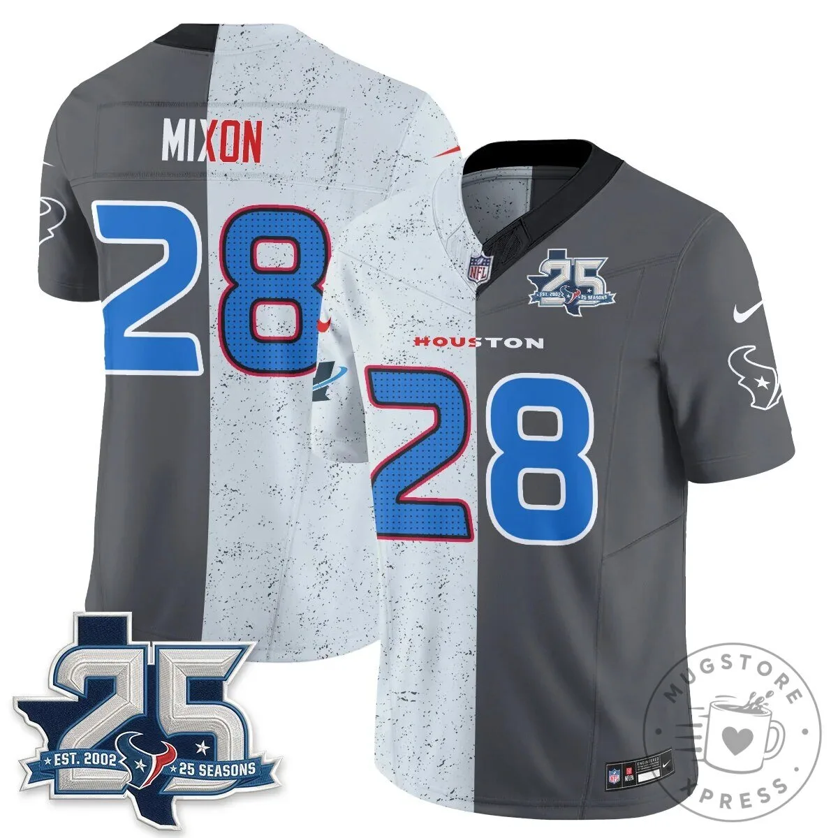 Houston Texans CJ Stroud Number 7 Split Color Football Jersey 63 Houston Texans CJ Stroud Number 7 Split Color Football Jersey