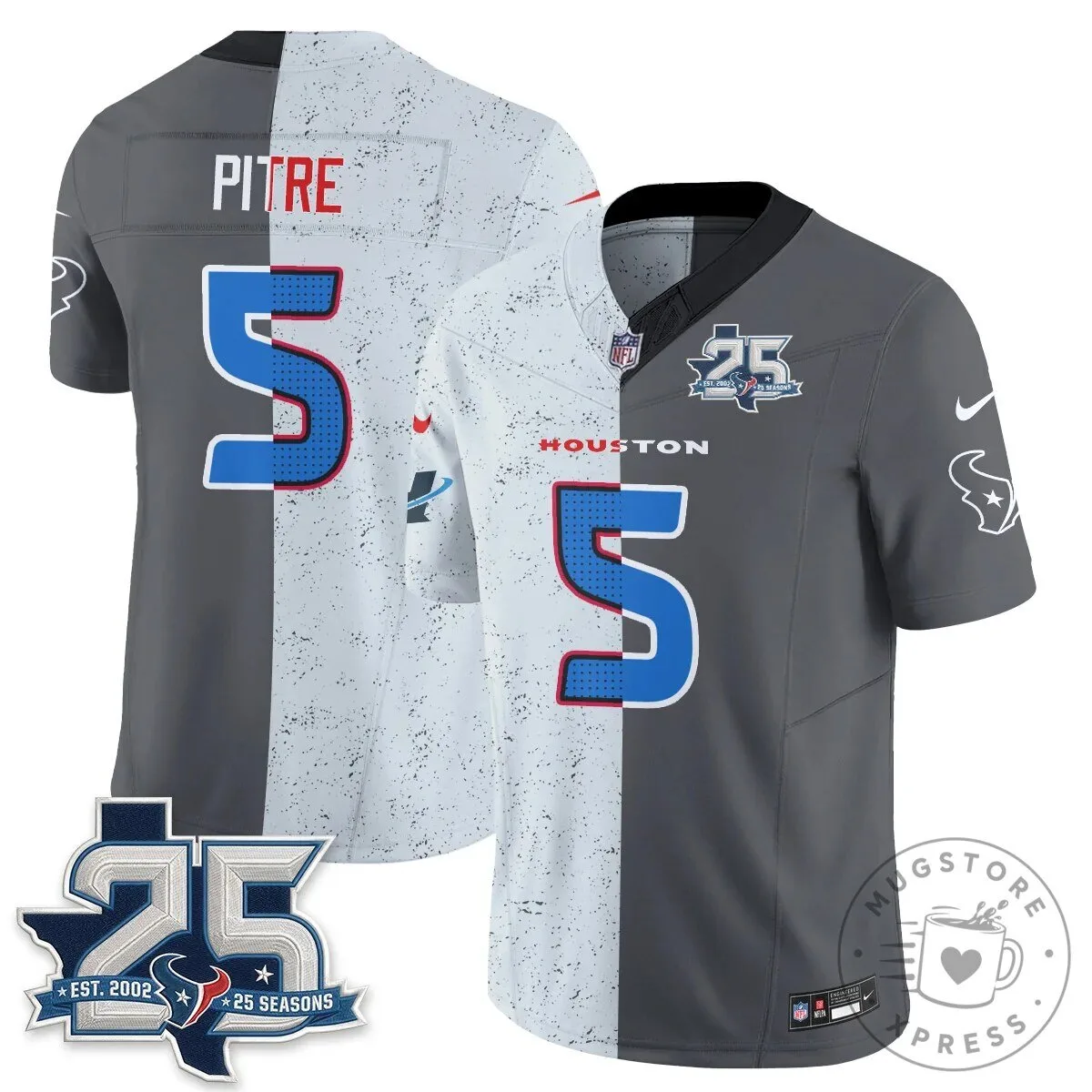 Houston Texans CJ Stroud Number 7 Split Color Football Jersey 67 Houston Texans CJ Stroud Number 7 Split Color Football Jersey