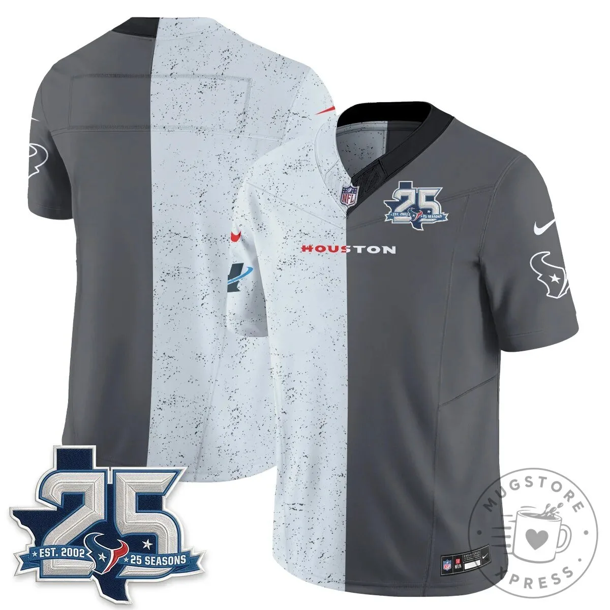 Houston Texans CJ Stroud Number 7 Split Color Football Jersey 69 Houston Texans CJ Stroud Number 7 Split Color Football Jersey