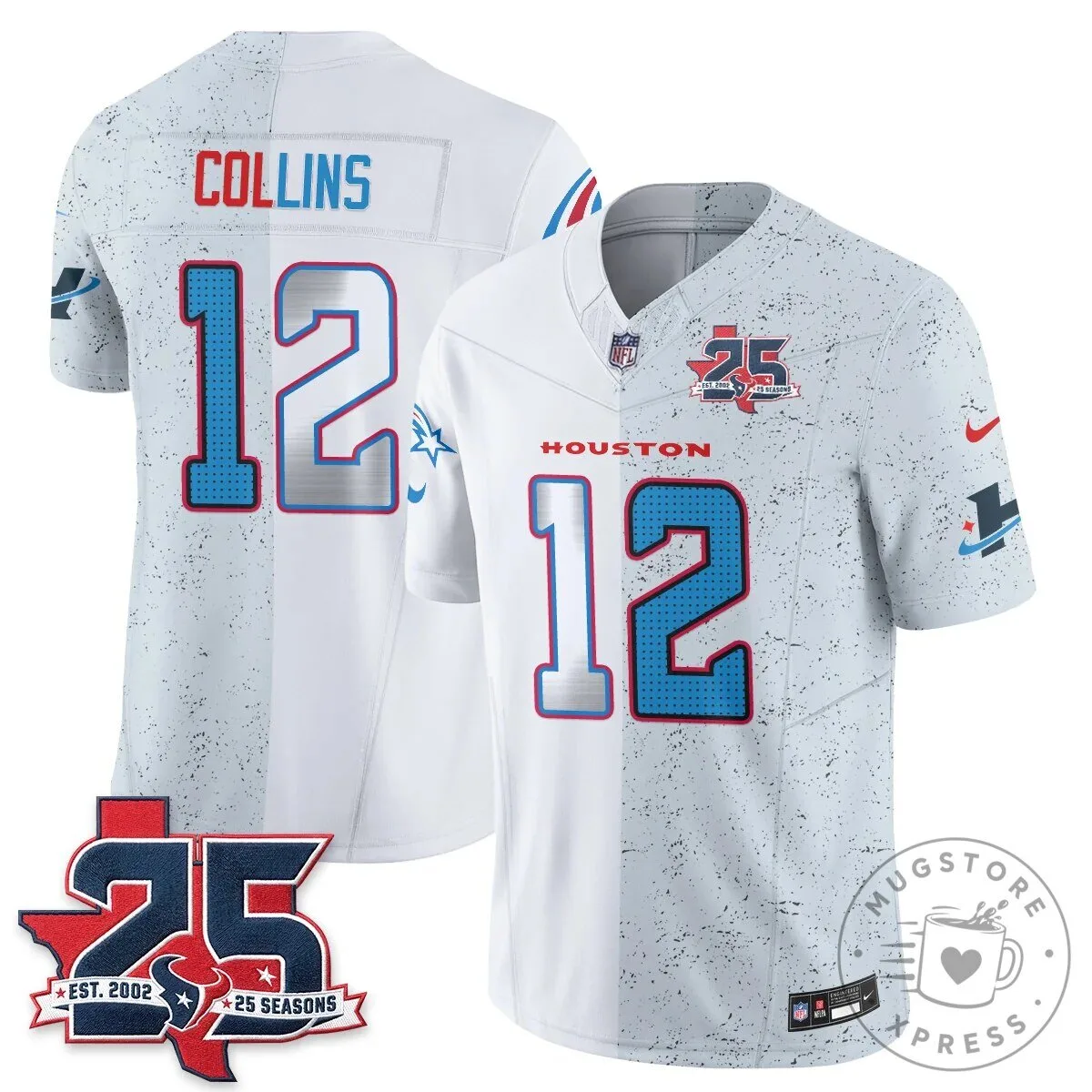 Houston Texans CJ Stroud Number 7 Split Color Football Jersey 71 Houston Texans CJ Stroud Number 7 Split Color Football Jersey