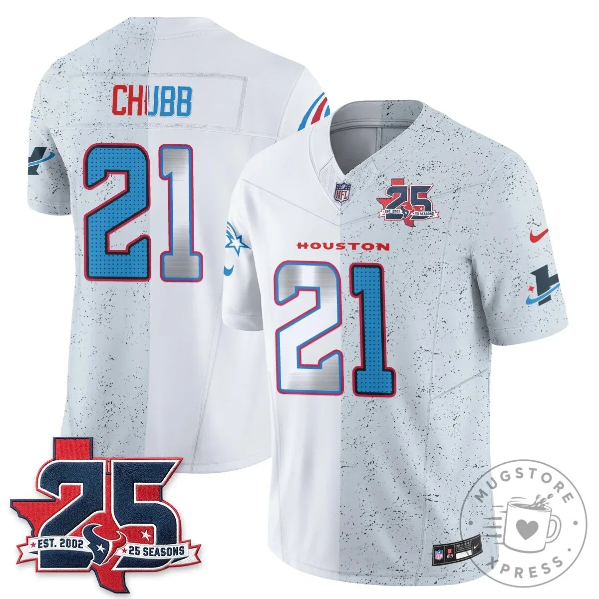 Houston Texans CJ Stroud Number 7 Split Color Football Jersey 72 Houston Texans CJ Stroud Number 7 Split Color Football Jersey