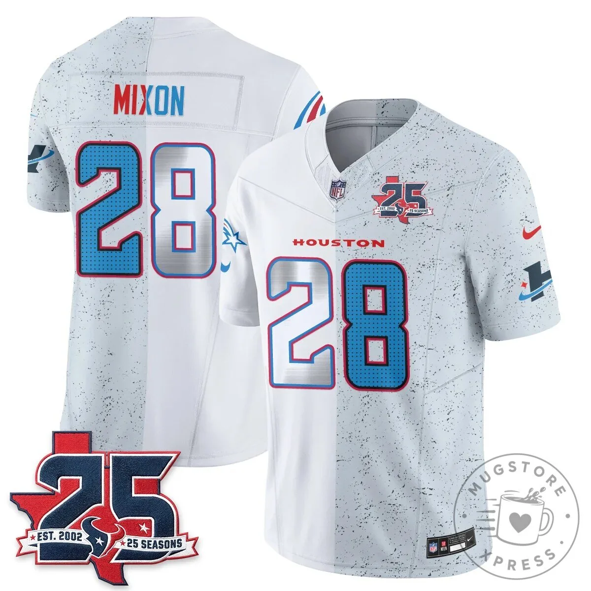 Houston Texans CJ Stroud Number 7 Split Color Football Jersey 74 Houston Texans CJ Stroud Number 7 Split Color Football Jersey