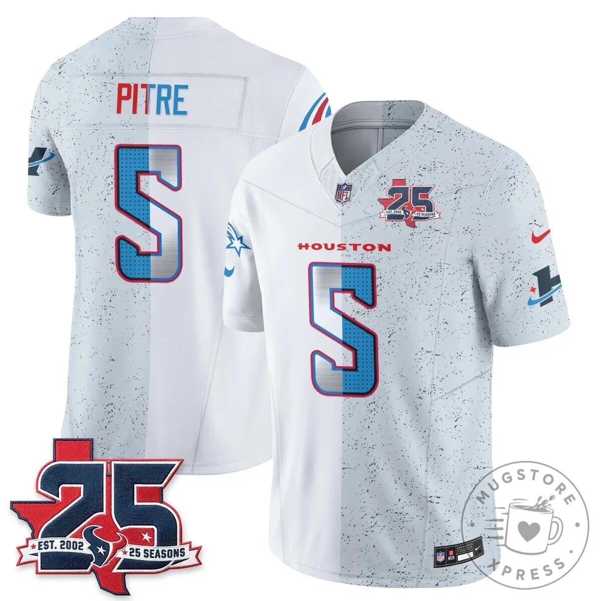 Houston Texans CJ Stroud Number 7 Split Color Football Jersey 78 Houston Texans CJ Stroud Number 7 Split Color Football Jersey