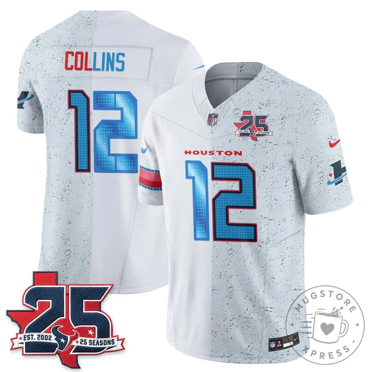 Houston Texans CJ Stroud Number 7 Split Color Football Jersey 82 Houston Texans CJ Stroud Number 7 Split Color Football Jersey