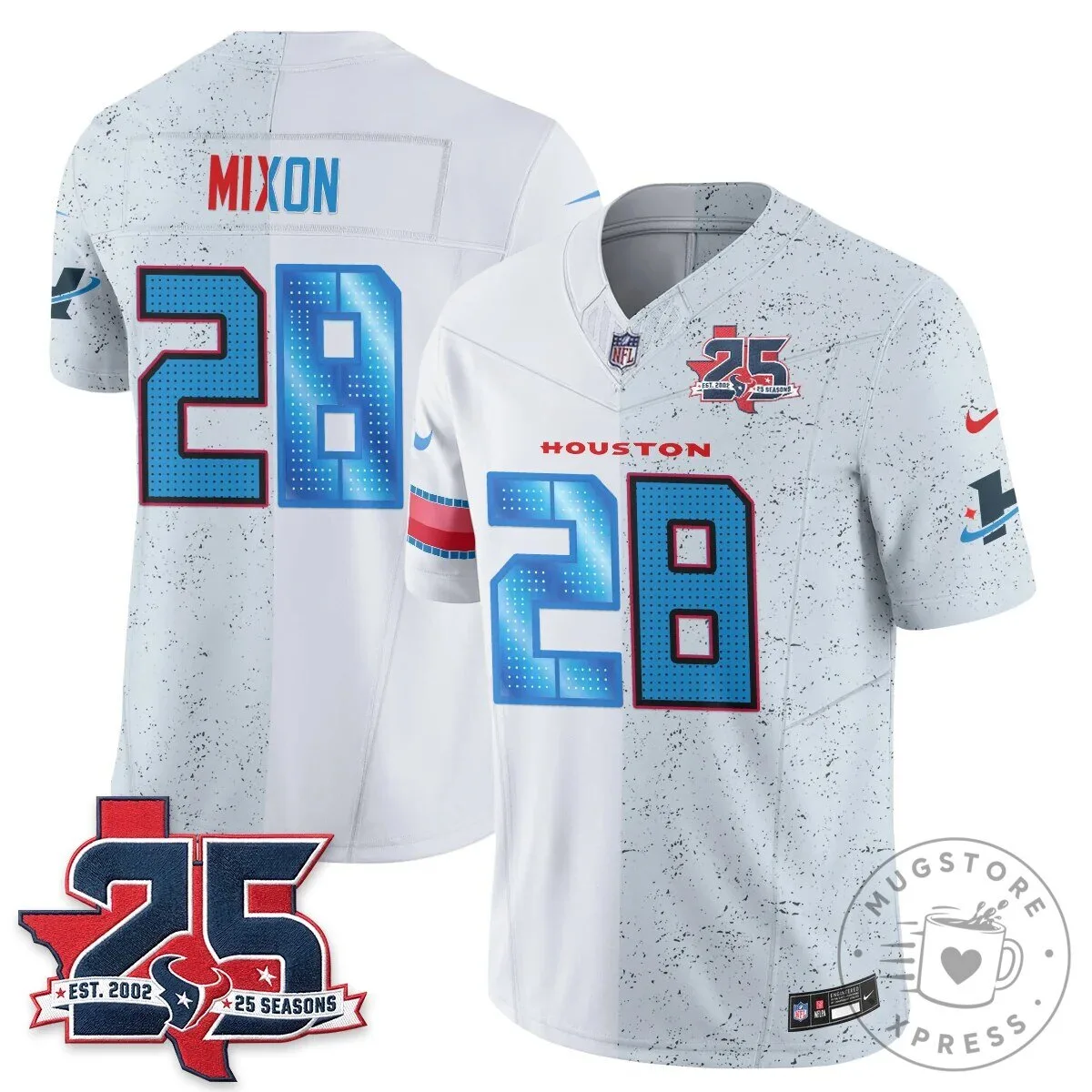 Houston Texans CJ Stroud Number 7 Split Color Football Jersey 85 Houston Texans CJ Stroud Number 7 Split Color Football Jersey