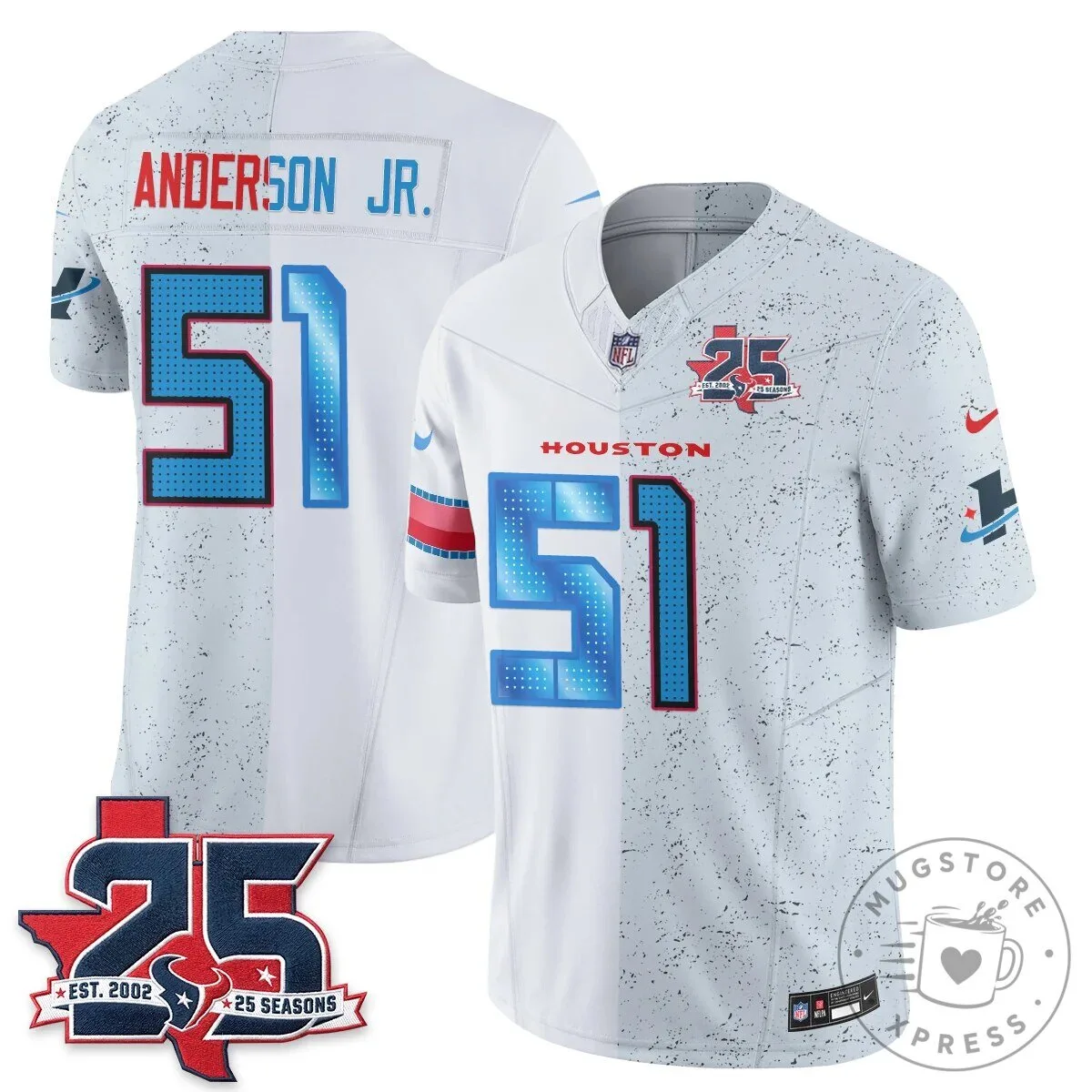 Houston Texans CJ Stroud Number 7 Split Color Football Jersey 88 Houston Texans CJ Stroud Number 7 Split Color Football Jersey