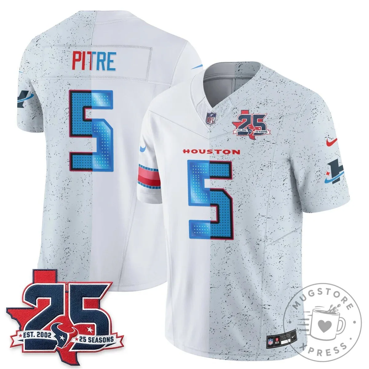 Houston Texans CJ Stroud Number 7 Split Color Football Jersey 89 Houston Texans CJ Stroud Number 7 Split Color Football Jersey