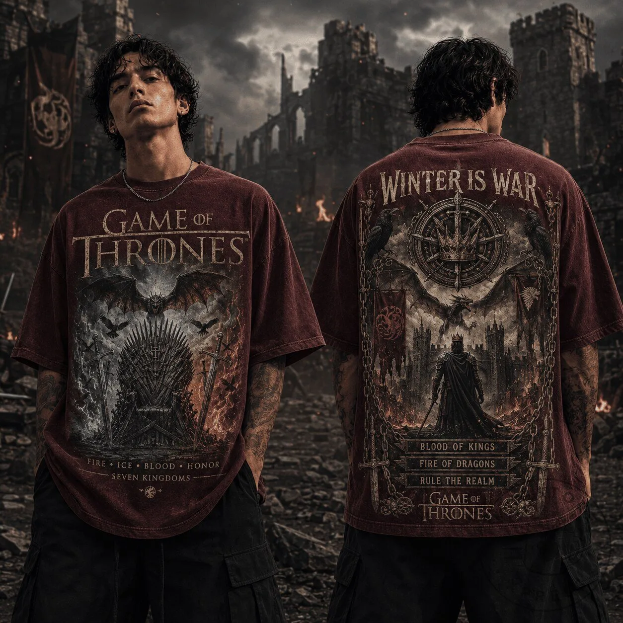 Game of Thrones Winter Is War Graphic Design T-Shirt