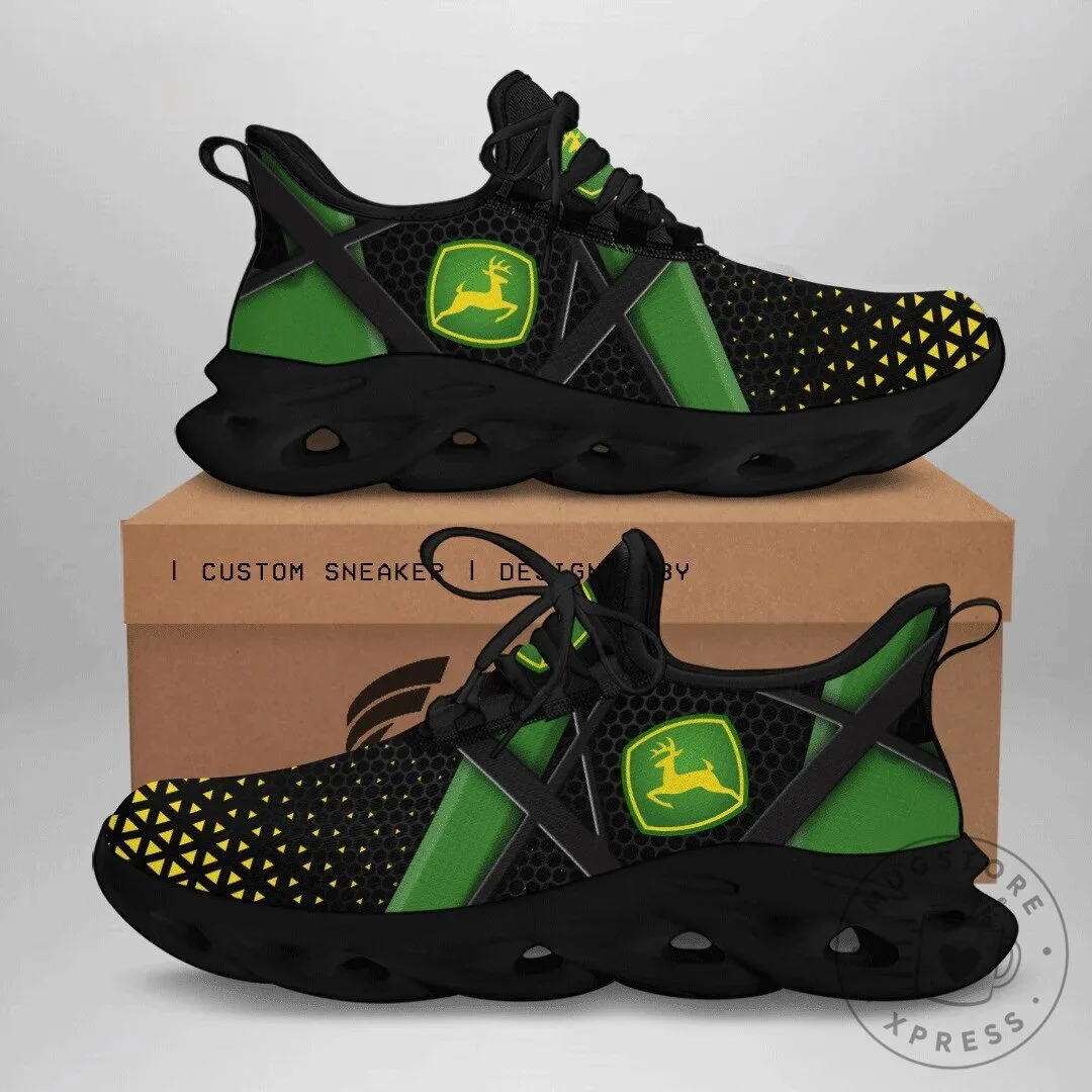 John Deere Tractor Logo Black and Green Clunky Sneakers 2 John Deere Tractor Logo Black and Green Clunky Sneakers