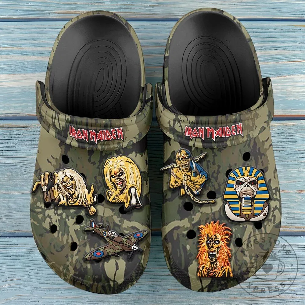 Iron Maiden Eddie The Head Camouflage Band Music Fan Clogs