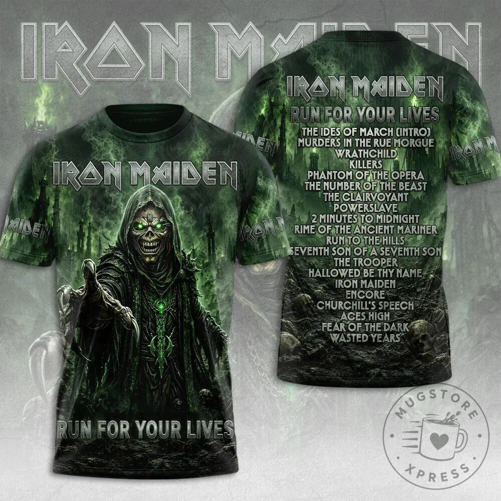 Iron Maiden Run For Your Lives Tour Green Grim Reaper T-Shirt