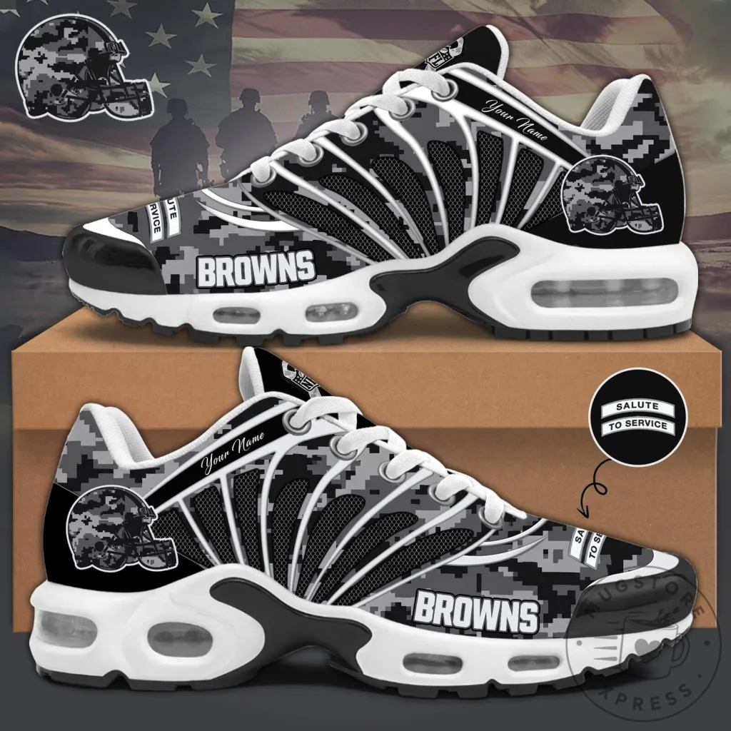 Cleveland Browns Salute To Service Custom Name Sneakers Cleveland Browns Salute To Service Custom Name Sneakers