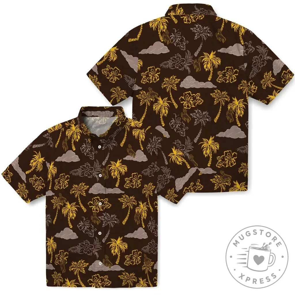 Wyoming Cowboys Hawaii Shirt Tropical Palm Trees Summer Aloha Hawaiian Shirt