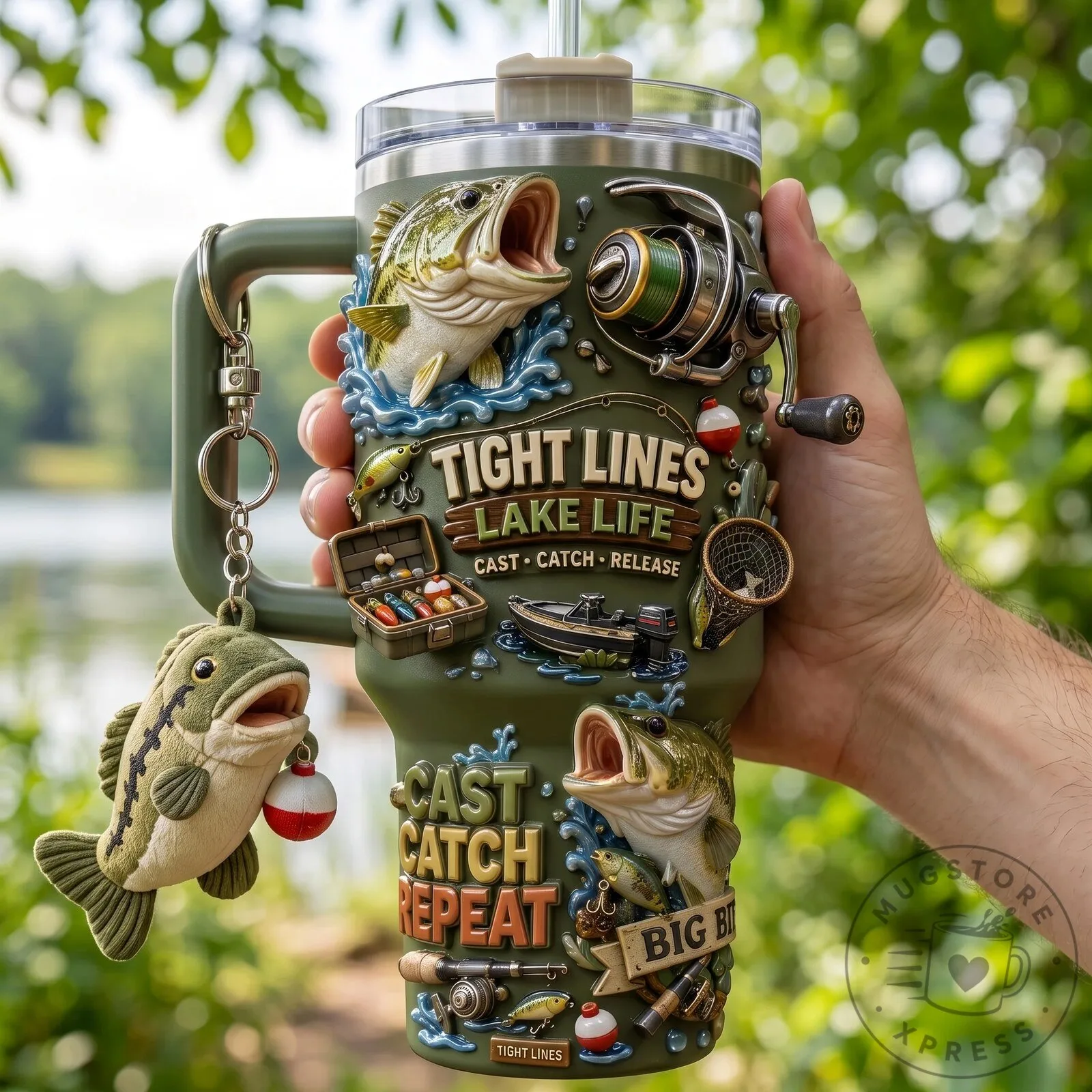 Tight Lines Lake Life Bass Fishing Enthusiast Tumbler with Handle 8 Tight Lines Lake Life Bass Fishing Enthusiast Tumbler with Handle