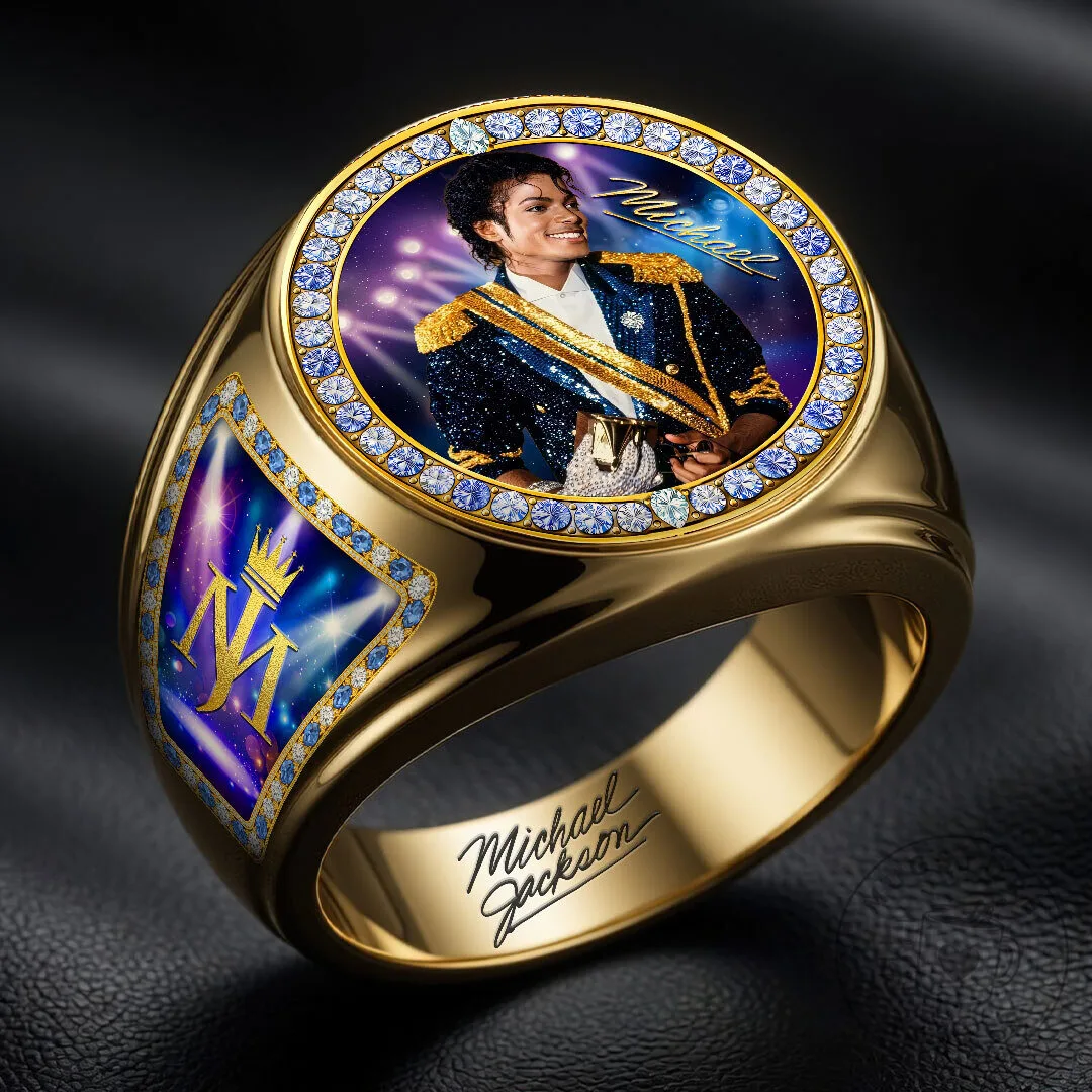 Gold Plated Diamond-Embellished Ring of Michael Jackson, the King of Pop