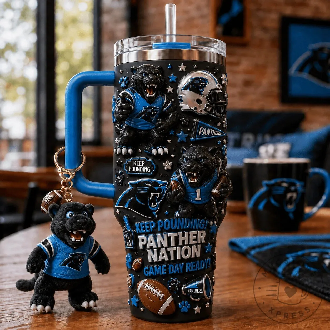 Carolina Panthers Football Team 40oz Stainless Steel Insulated Tumbler with Handle