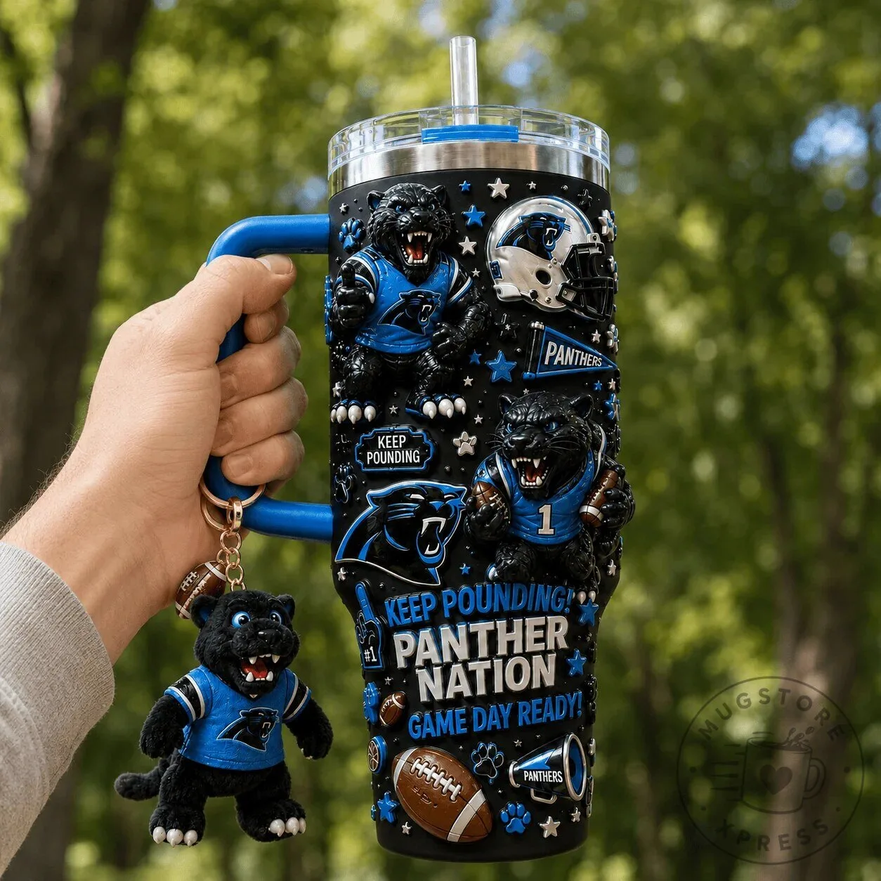 Carolina Panthers Football Team 40oz Stainless Steel Insulated Tumbler with Handle 8 Carolina Panthers Football Team 40oz Stainless Steel Insulated Tumbler with Handle