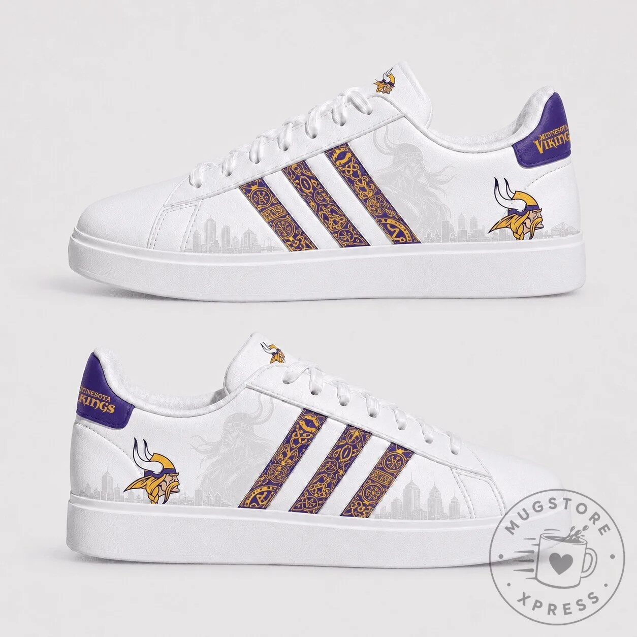 Minnesota Vikings NFL Football Team Logo White Custom Shoes