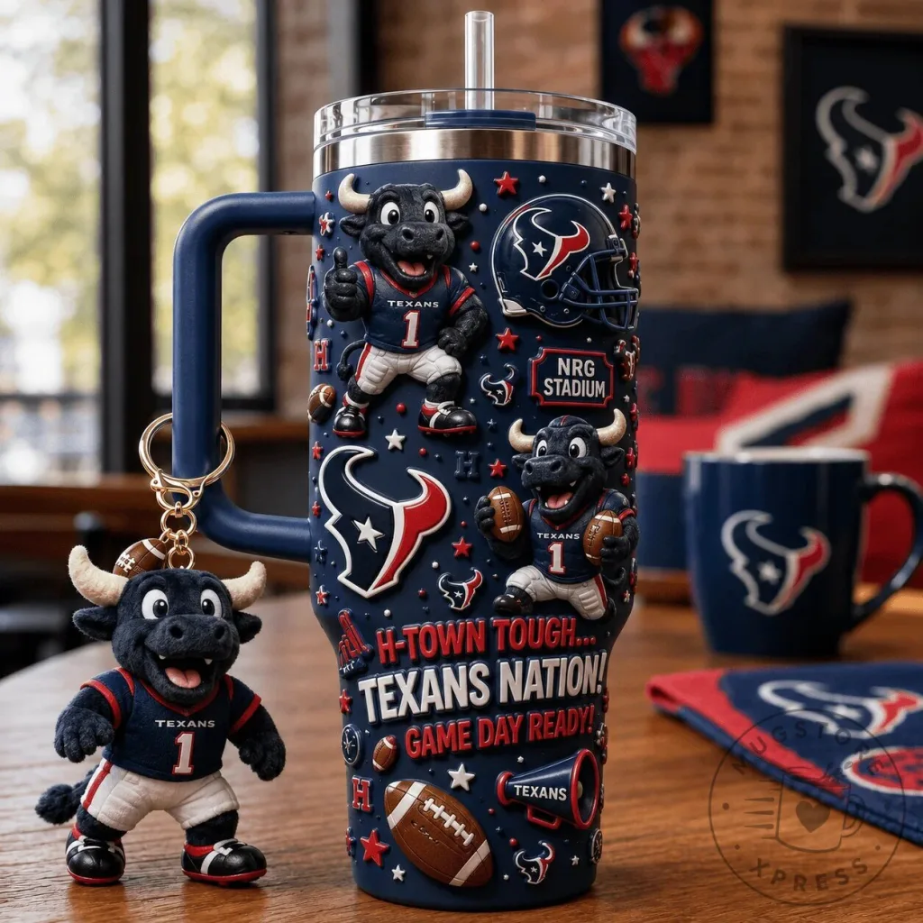 40oz Stainless Steel Tumbler with Handle for Houston Texans Football Fans 40oz Stainless Steel Tumbler with Handle for Houston Texans Football Fans
