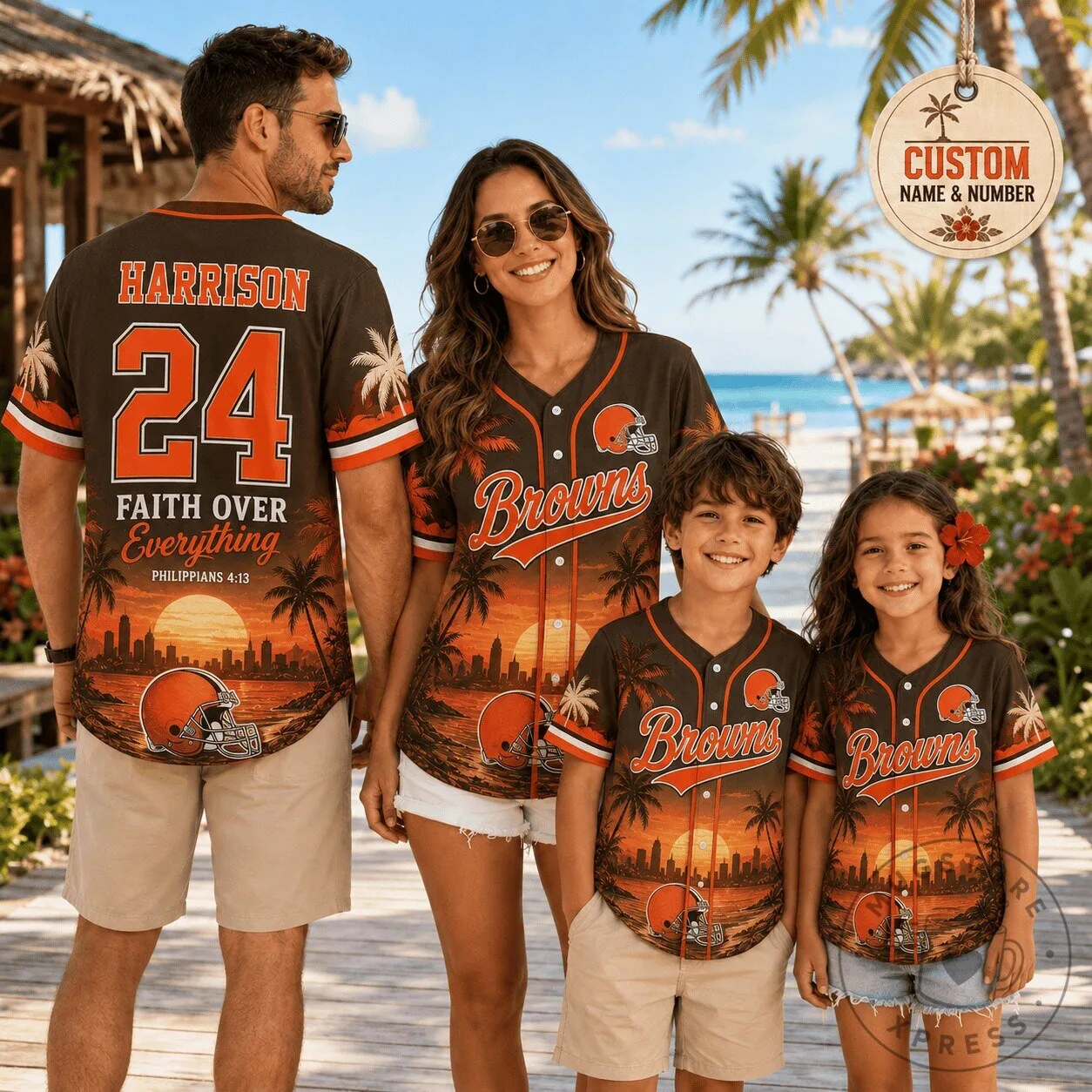 Cleveland Browns Football Team Sunset Baseball Jersey