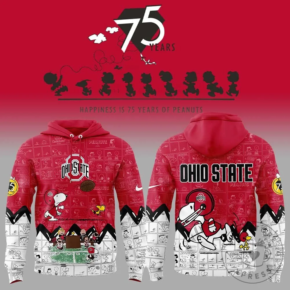 Ohio State Football Peanuts 75th Anniversary Snoopy Hoodie 9 Ohio State Football Peanuts 75th Anniversary Snoopy Hoodie