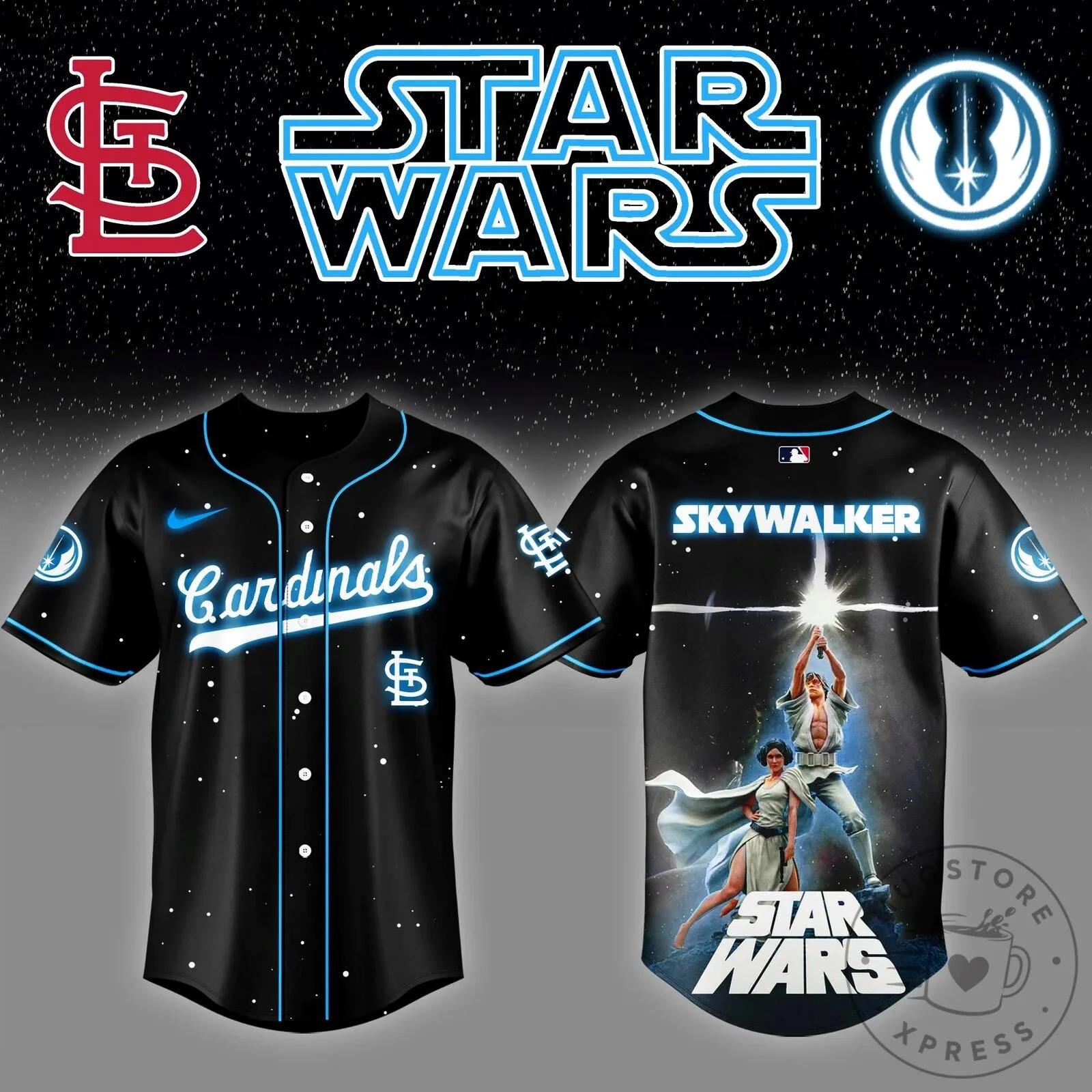 St. Louis Cardinals Baseball Jersey featuring Luke Skywalker from Star Wars