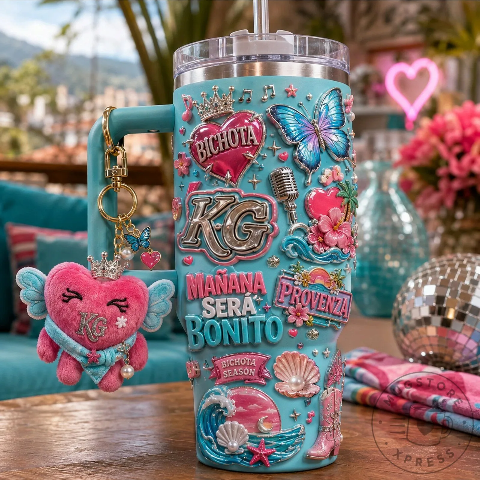 Karol G Mañana Será Bonito Album Art 40oz Tumbler with Handle