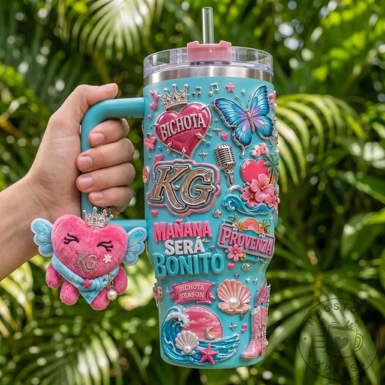 Karol G Mañana Será Bonito Album Art 40oz Tumbler with Handle 8 Karol G Mañana Será Bonito Album Art 40oz Tumbler with Handle