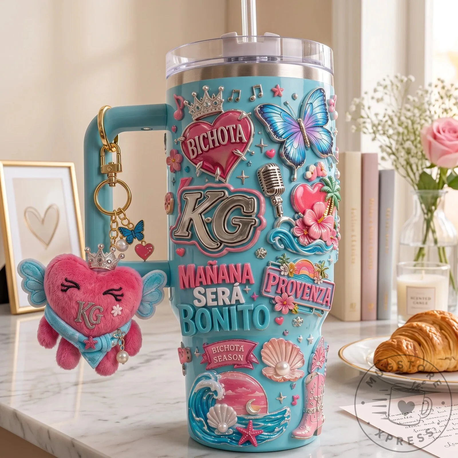 Karol G Mañana Será Bonito Album Art 40oz Tumbler with Handle 9 Karol G Mañana Será Bonito Album Art 40oz Tumbler with Handle
