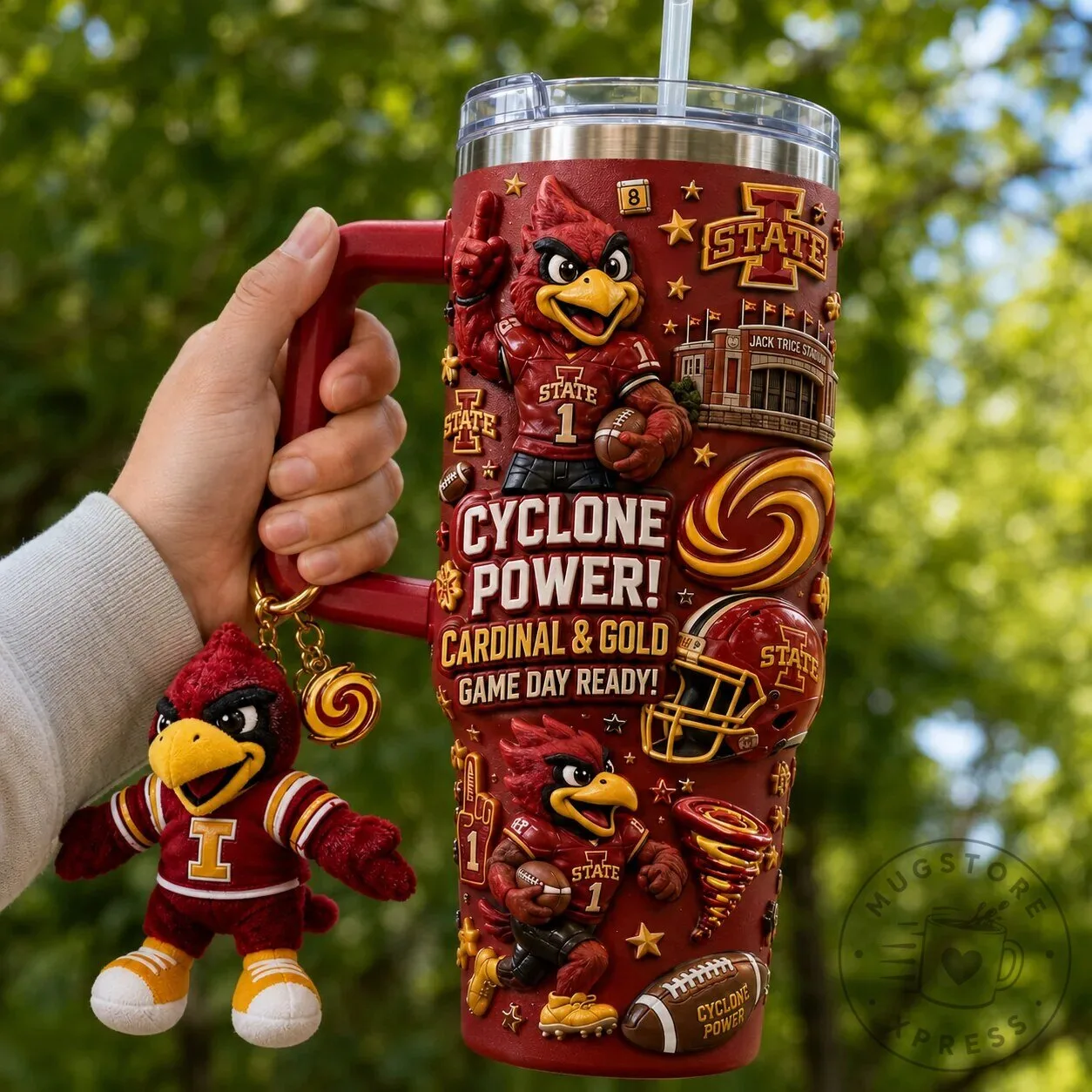 40oz Tumbler with Handle in Cardinal and Gold for Game Day - Iowa State Cyclones 9 40oz Tumbler with Handle in Cardinal and Gold for Game Day - Iowa State Cyclones