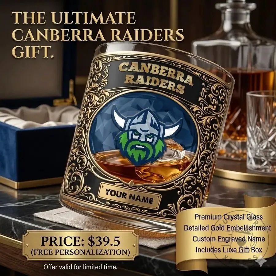 Canberra Raiders Rugby League Football Team Custom Engraved Whiskey Drinking Glass