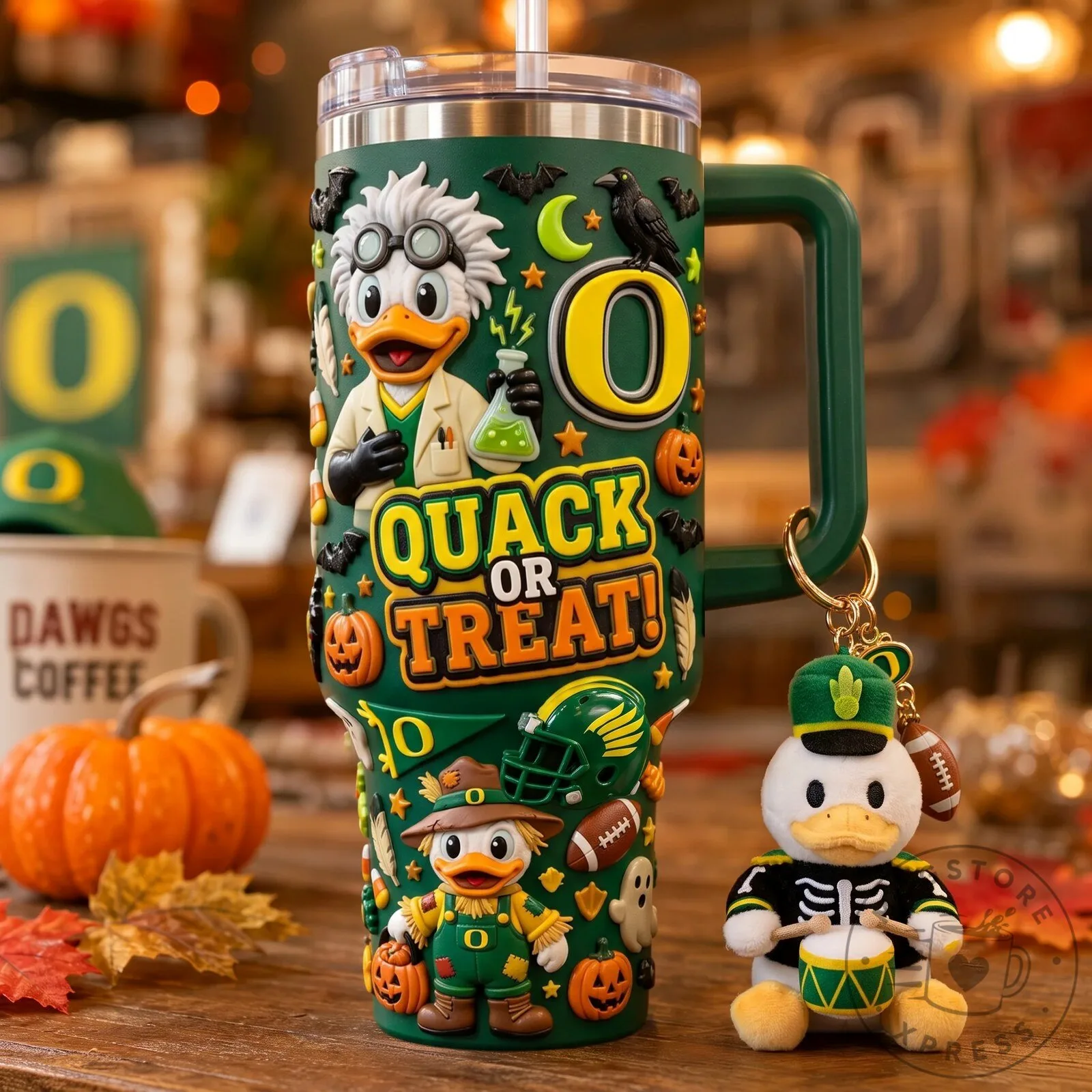 Oregon Ducks Donald Duck Halloween Quack or Treat Stainless Steel Tumbler