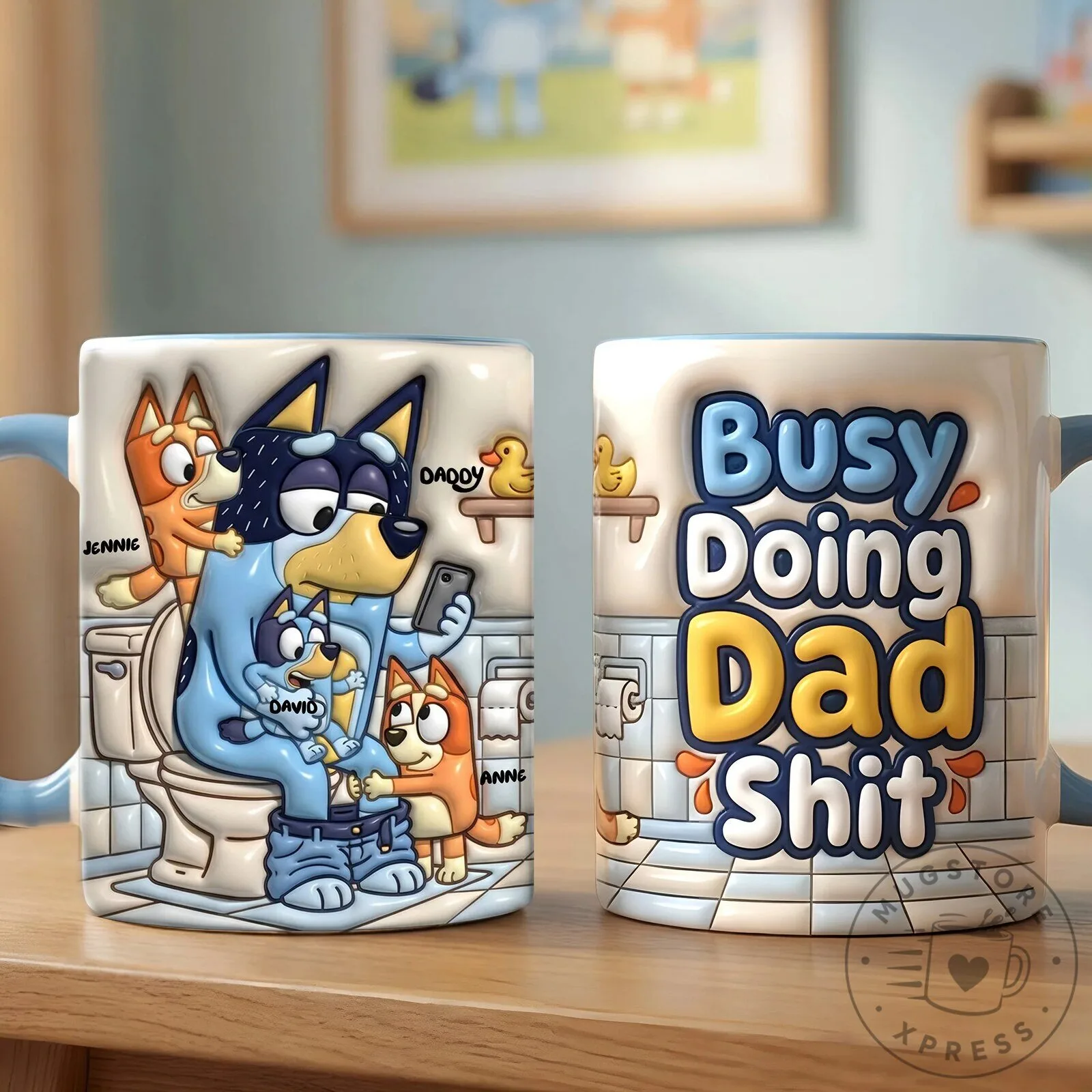 Bluey Family Busy Doing Dad Shit Father's Day Coffee Mug 9 Bluey Family Busy Doing Dad Shit Father
