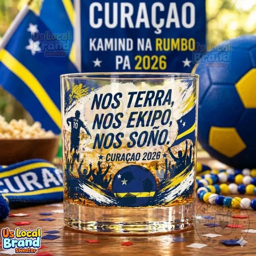 Curaçao 2026 World Cup Football Fan Whiskey Glass